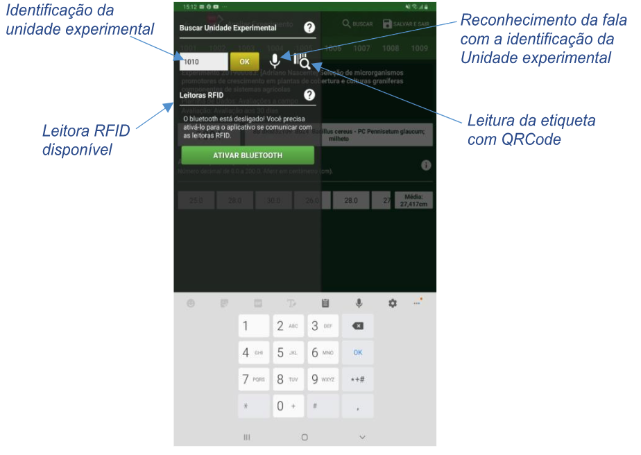 Busca da unidade experimental.