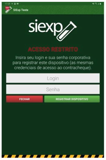 Autenticação para acesso ao coletor de dados do SIExp.