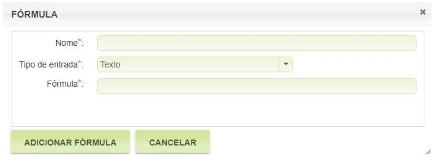 Formulário para criação de fórmulas.