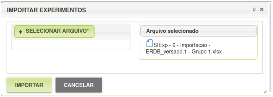 Importar planilha com experimentos antigos